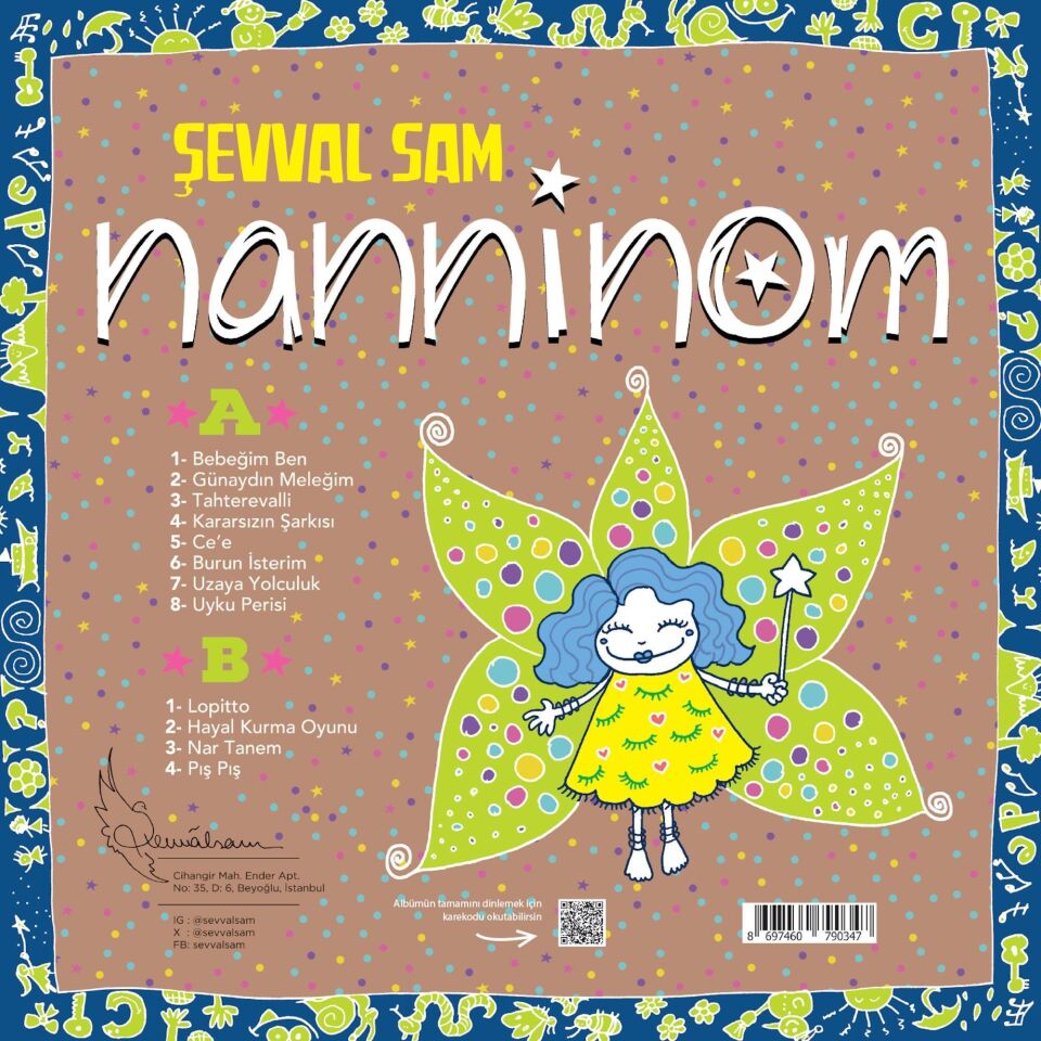 Şevval Sam  Nanninom Solid Mor Renkli + Boyama Kartları - Plak