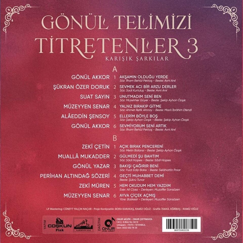 Gönül Telimizi Titretenler 3 Çeşitli Sanatçılar - Plak