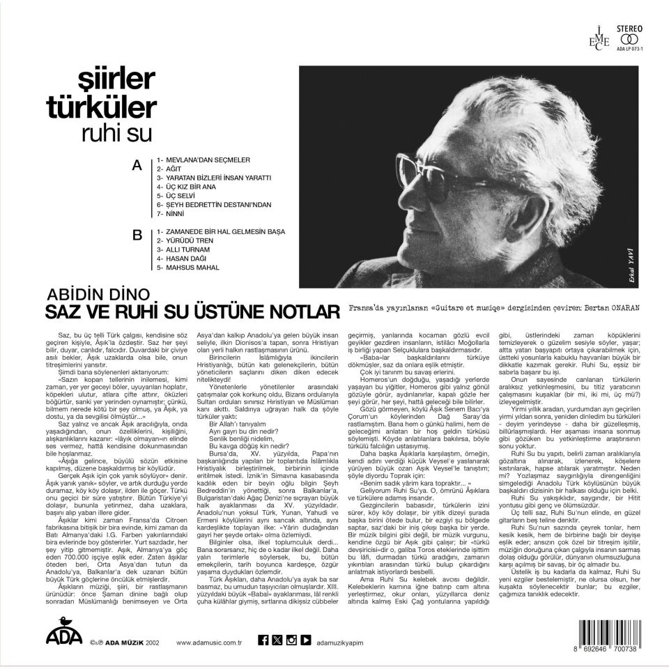 Ruhi Su Şiirler ve Türküler - Plak
