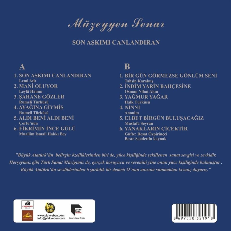 Müzeyyen Senar Son Aşkımı Canlandıran - Plak