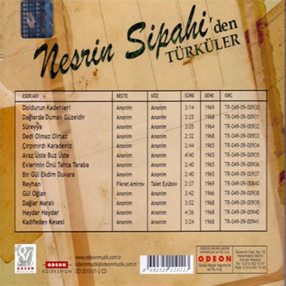 Nesrin Sipahi Nesrin Sipahi'den Türküler - CD