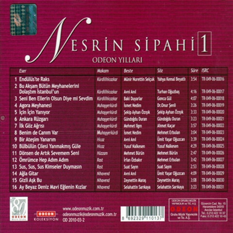 Odeon Yılları Nesrin Sipahi 1 - CD