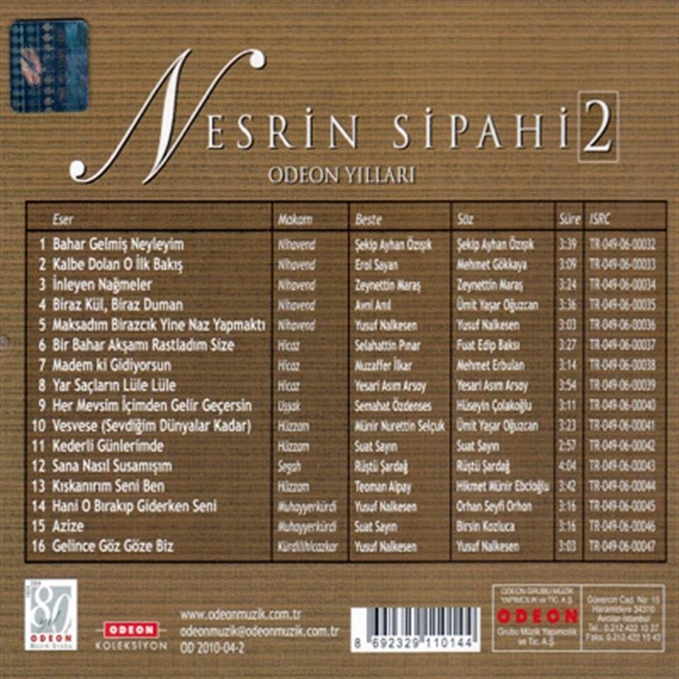 Odeon Yılları Nesrin Sipahi 2 - CD