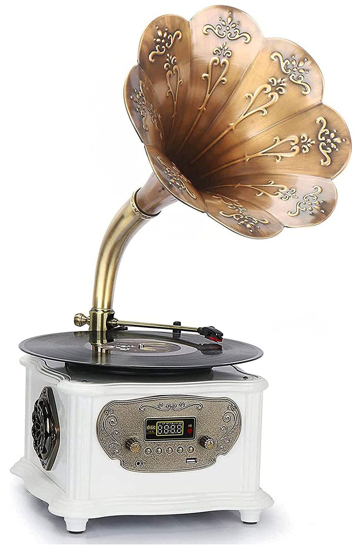 RMJ-209C Gramofon Pikap Radyo Bluetooth Usb Plak Çalar Beyaz