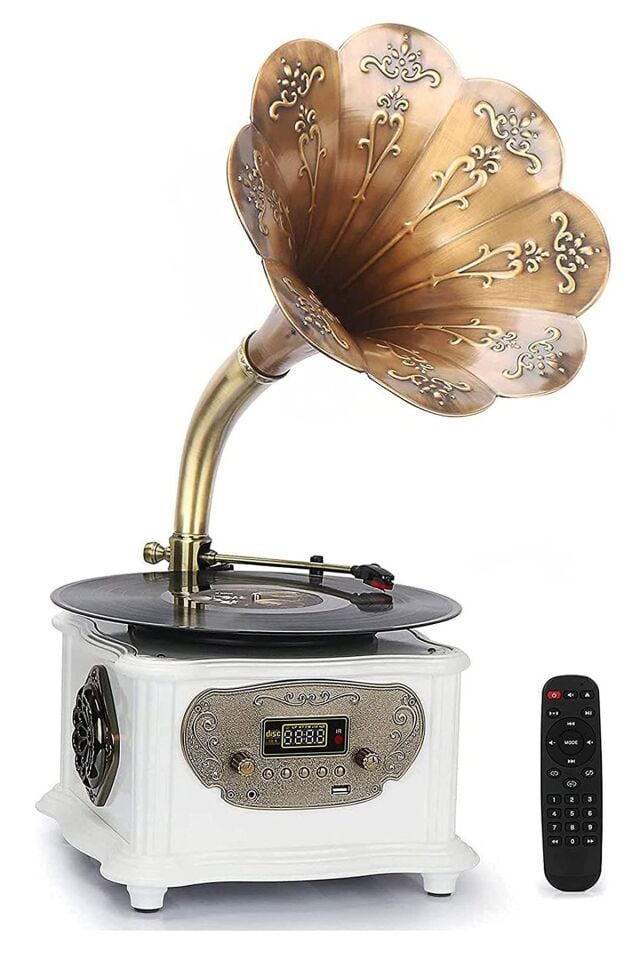 RMJ-209C Gramofon Pikap Radyo Bluetooth Usb Plak Çalar Beyaz