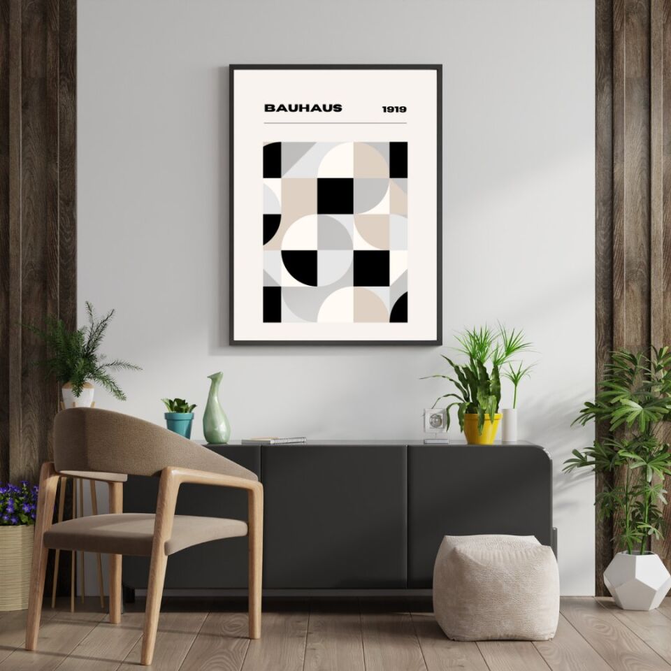 Bauhaus Minimalist  Duvar Tablosu Çerçeveli 2'li Set