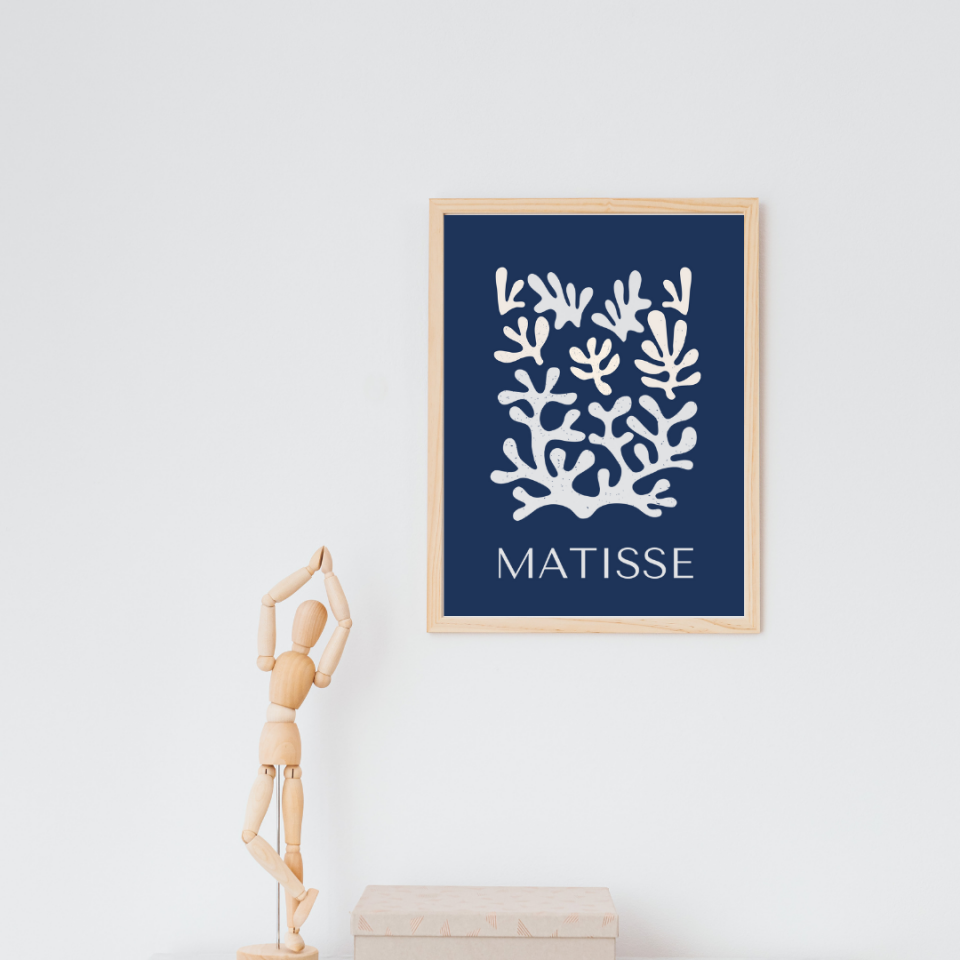 Mavinin Güzelliği Matisse Duvar Tablosu Çerçeveli 2'li Set Ahşap - 40 x 50