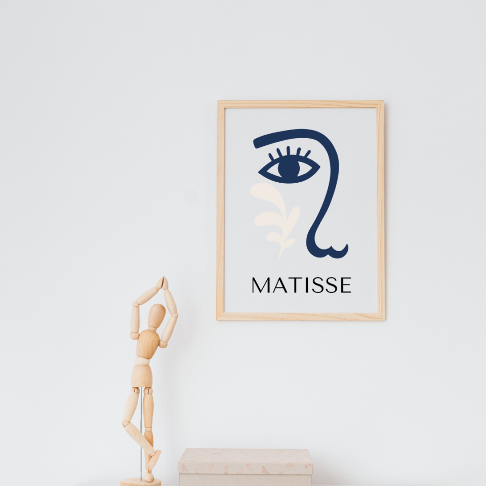 Mavinin Güzelliği Matisse Duvar Tablosu Çerçeveli 2'li Set Ahşap - 50 x 70