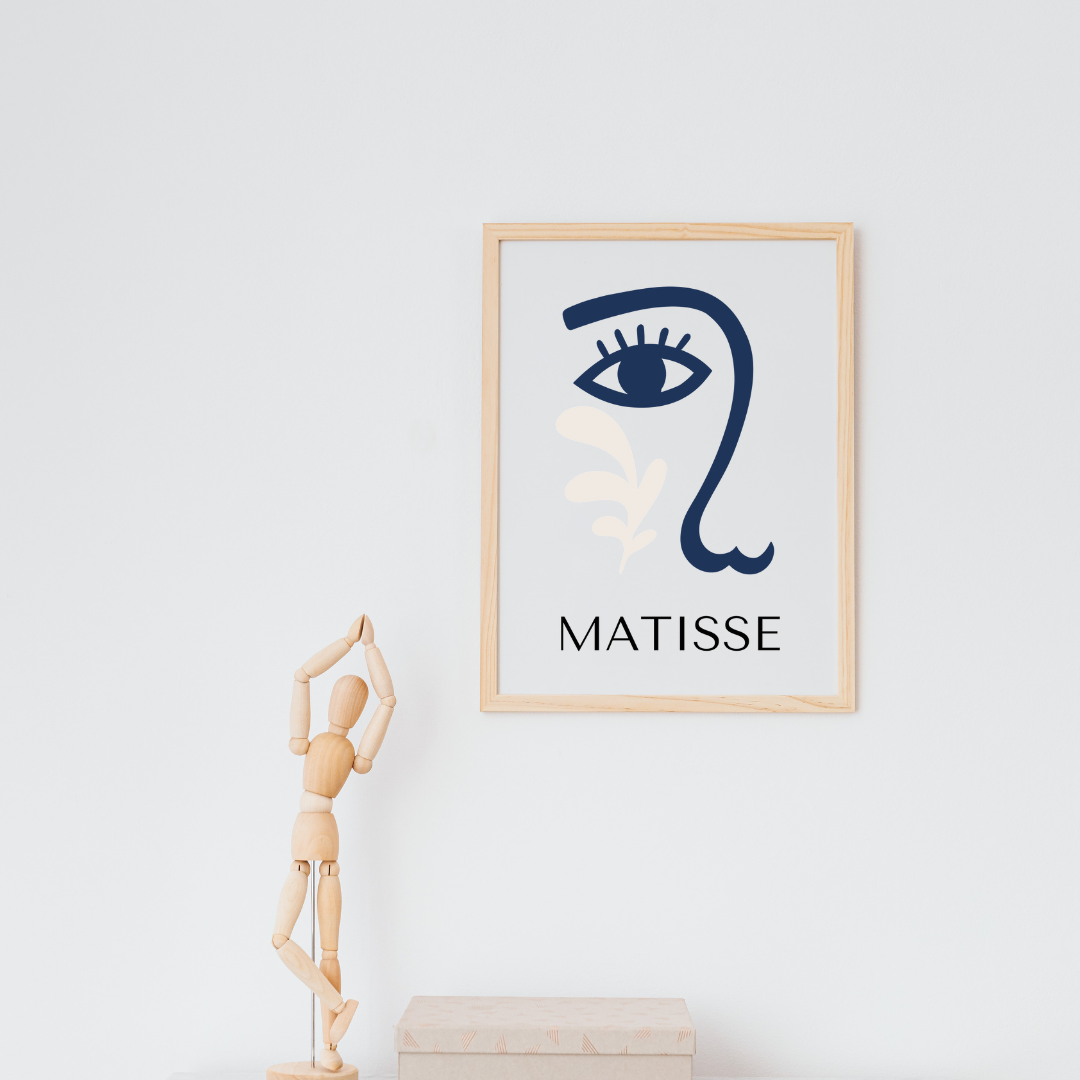Mavinin Güzelliği Matisse Duvar Tablosu Çerçeveli 2'li Set Ahşap - 35 x 50