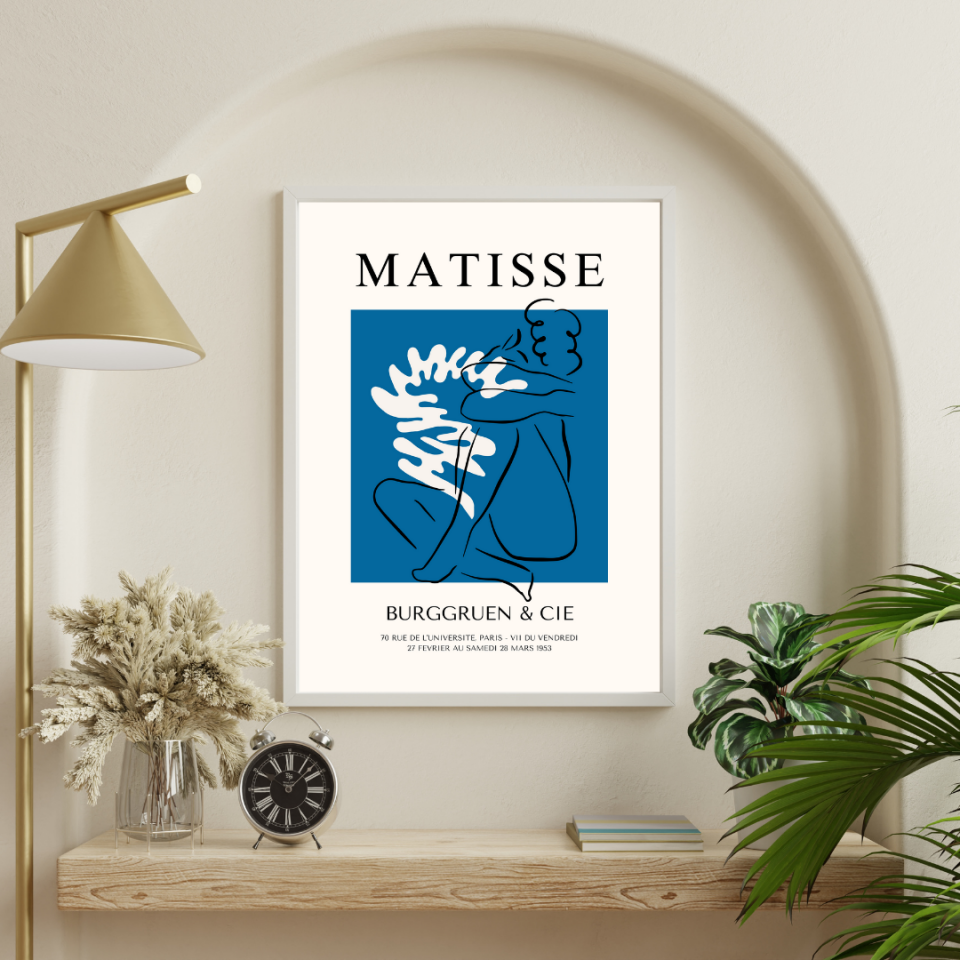 Mavinin Büyüsü Matisse  Duvar Tablosu Çerçeveli 2'li Set Beyaz - 50 x 70