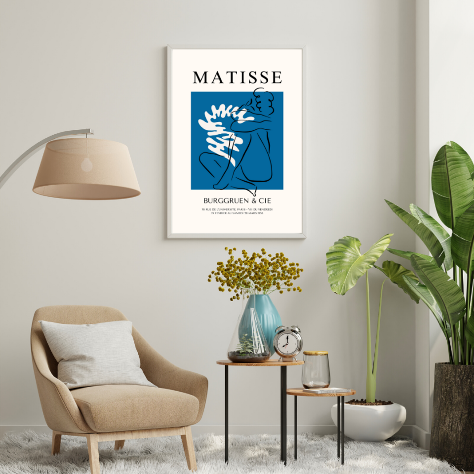Mavinin Büyüsü Matisse  Duvar Tablosu Çerçeveli 2'li Set Beyaz - 35 x 50