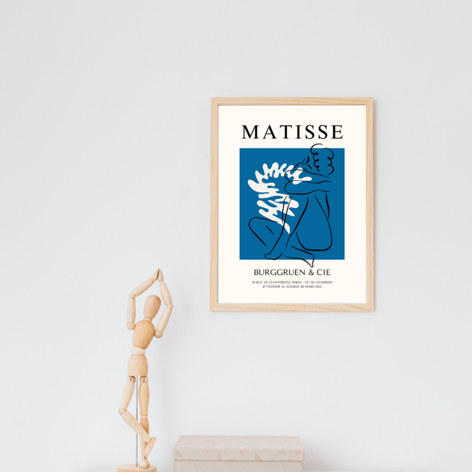 Mavinin Büyüsü Matisse  Duvar Tablosu Çerçeveli 2'li Set Ahşap - 21 x 30