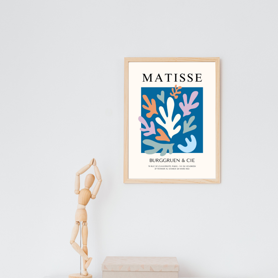 Mavinin Büyüsü Matisse  Duvar Tablosu Çerçeveli 2'li Set Ahşap - 30 x 42