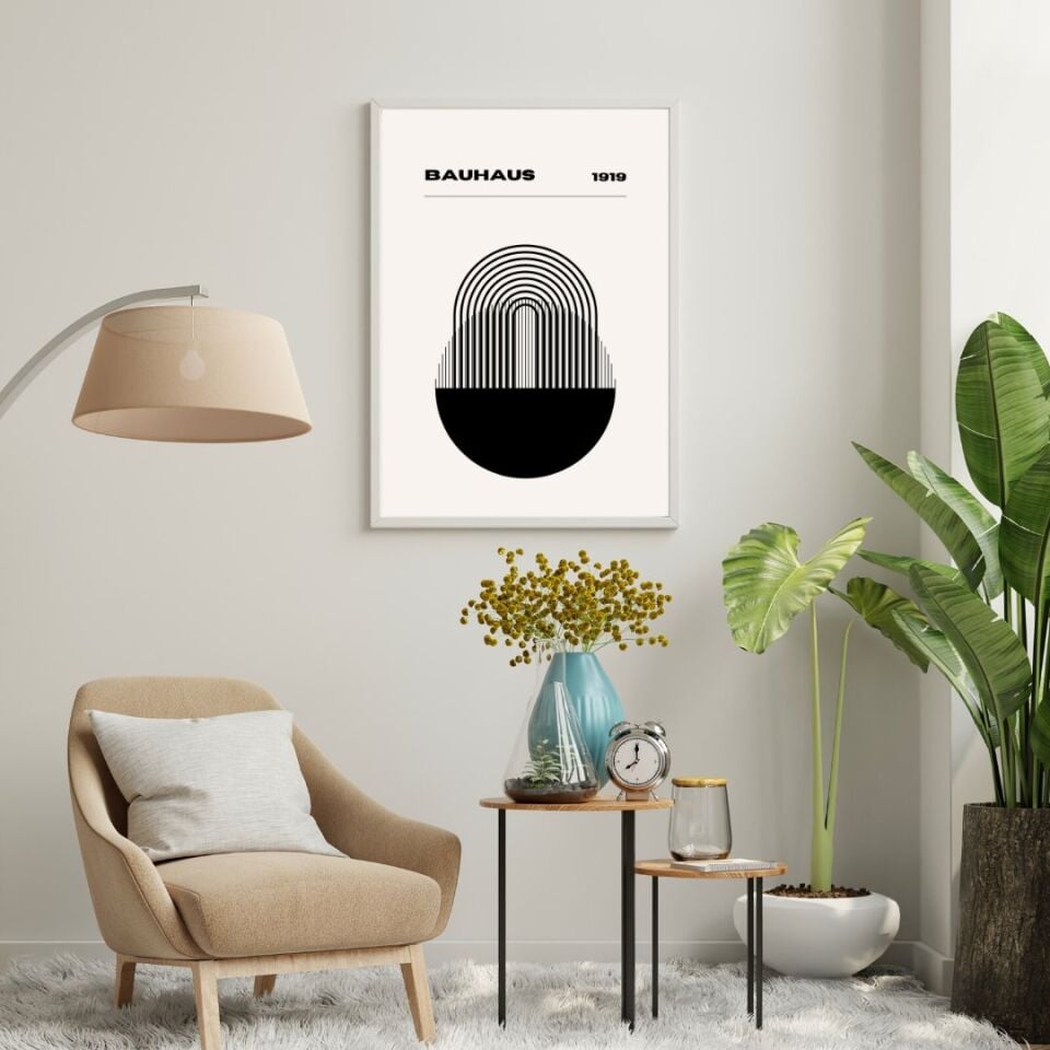 Bauhaus Minimalist  Duvar Tablosu Çerçeveli 2'li Set Beyaz - 35 x 50