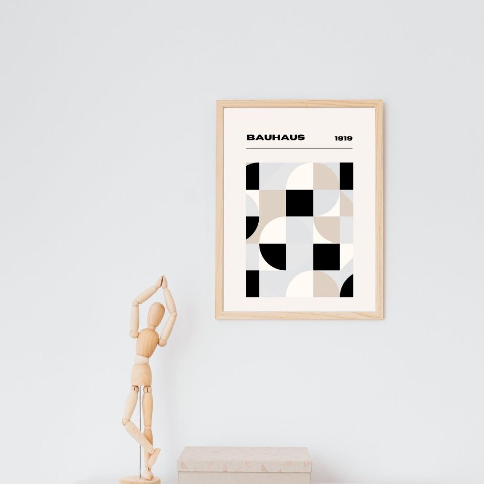 Bauhaus Minimalist  Duvar Tablosu Çerçeveli 2'li Set Ahşap - 30 x 42