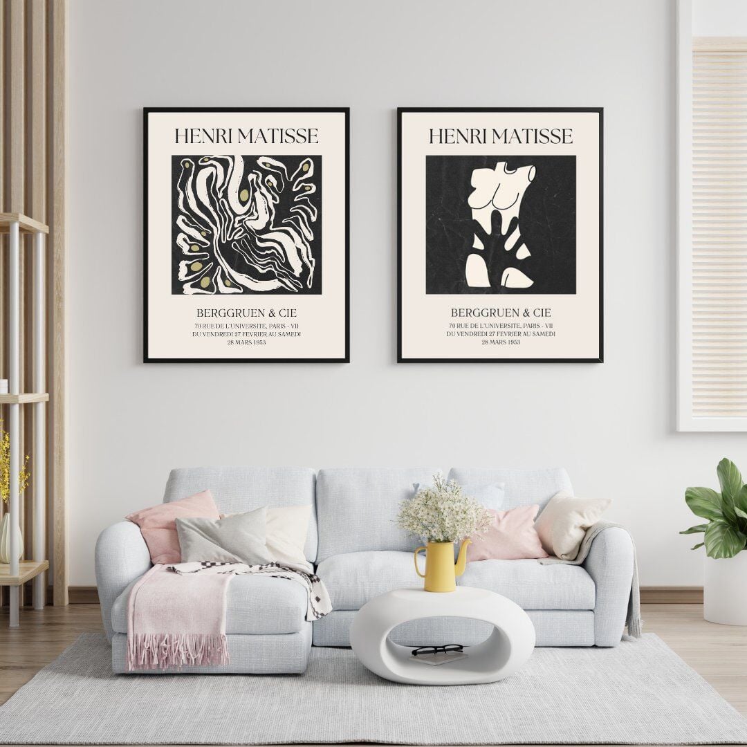 Henri Matisse Duvar Tablosu Çerçeveli 2'lü Set Siyah - 21 x 30