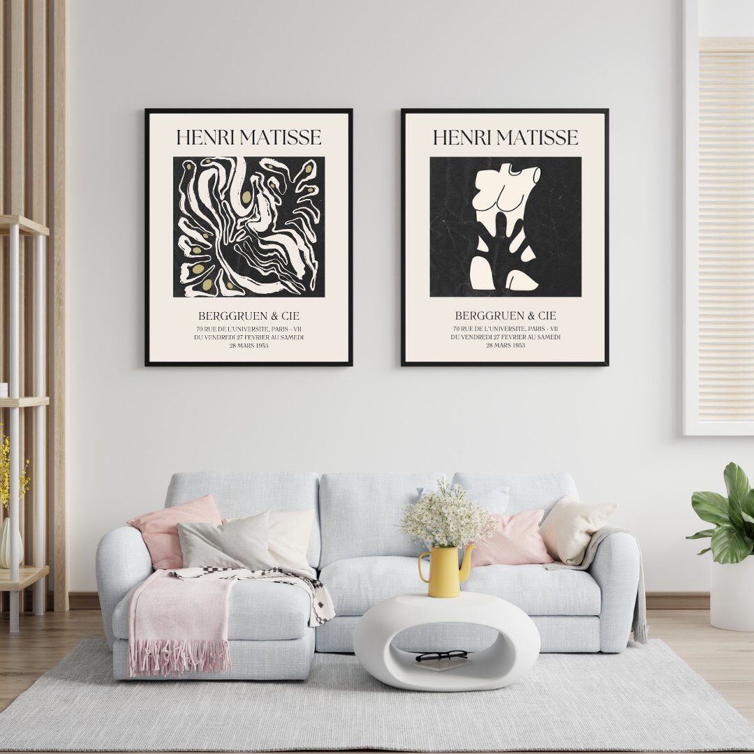 Henri Matisse Duvar Tablosu Çerçeveli 2'lü Set Siyah - 30 x 42