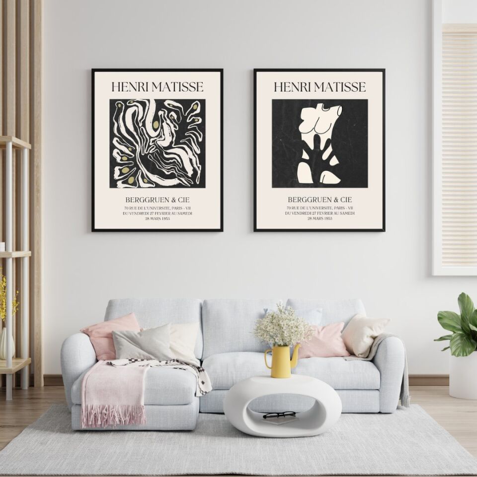Henri Matisse Duvar Tablosu Çerçeveli 2'lü Set Siyah - 35 x 50
