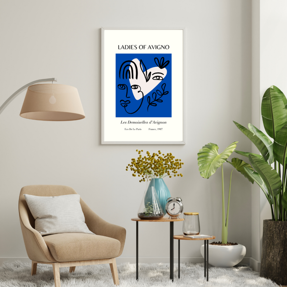 Picasso Duvar Tablosu Çerçeveli 3'lü Set Beyaz - 50 x 70