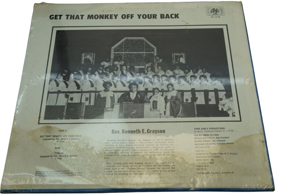 Rev. Kenneth E. Grayson Get That Monkey Off Your Back - Plak