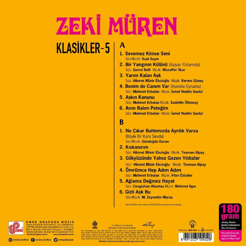 Zeki Müren Klasikler 5 - Plak