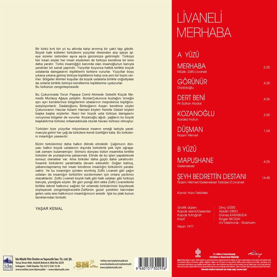 Zülfü Livaneli Merhaba - Plak