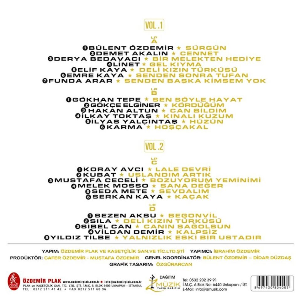 Bülent Özdemir Şarkıları Çeşitli Sanatçılar - 2 Plak