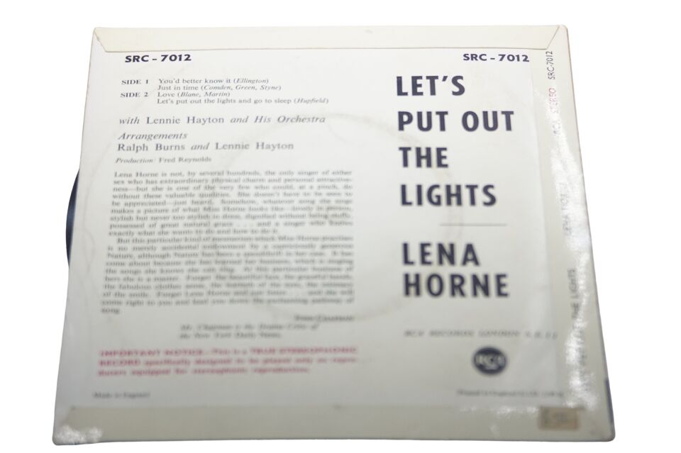 Lena Horne Let's Put Out The Lights - Plak