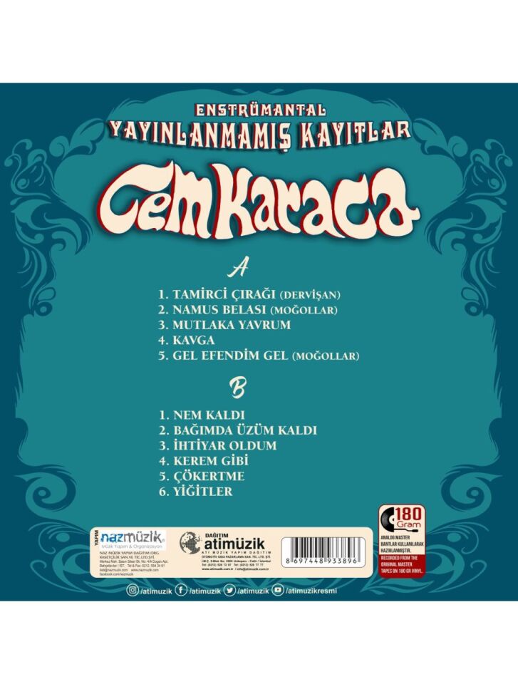 Cem Karaca Yayınlanmamış Kayıtlar Enstrümantal - Plak