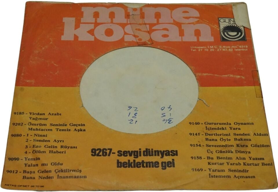 Mine Koşan Vicdan Azabı / Yağmur - Plak