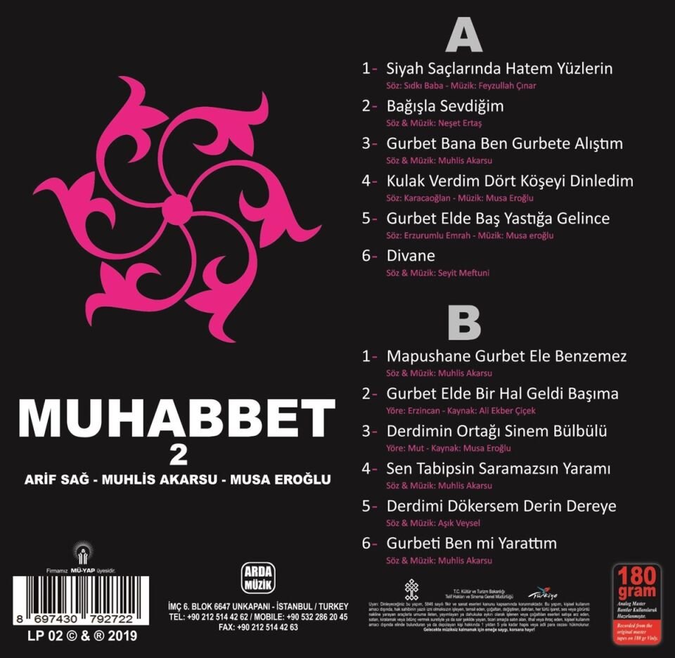 Muhabbet 2 Musa Eroğlu Arif Sağ  Muhlis Akarsu - Plak