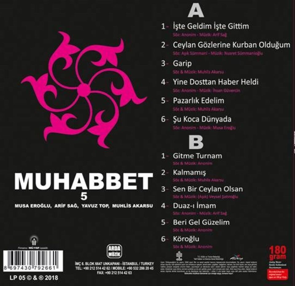 Muhabbet 5 Musa Eroğlu Yavuz Top Arif Sağ Muhlis Akarsu - Plak