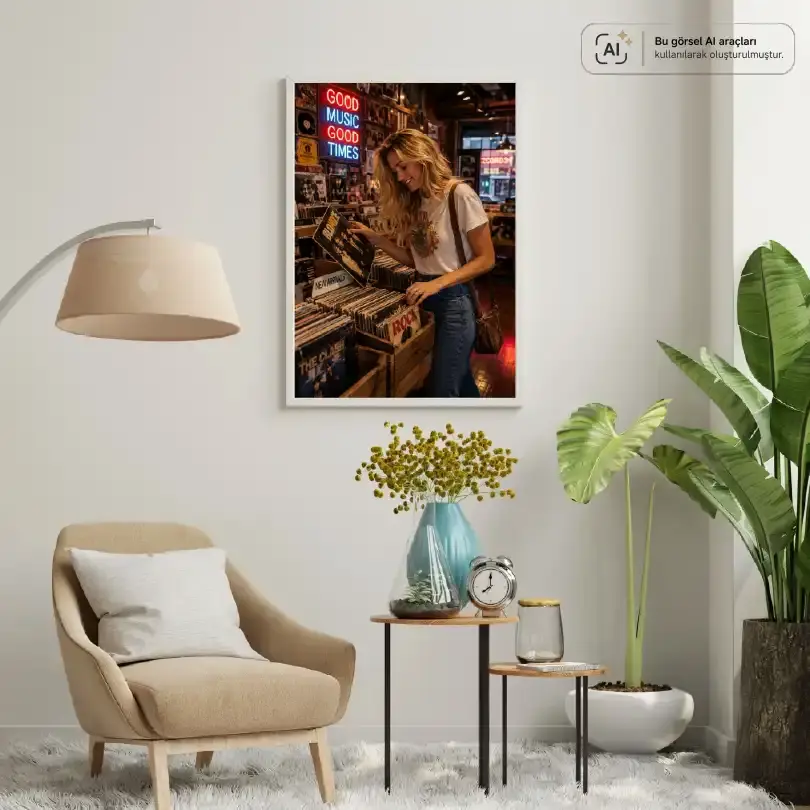 Plak Hikayeleri Kolleksiyonu Melodi Avcısı Beyaz - 40 x 50