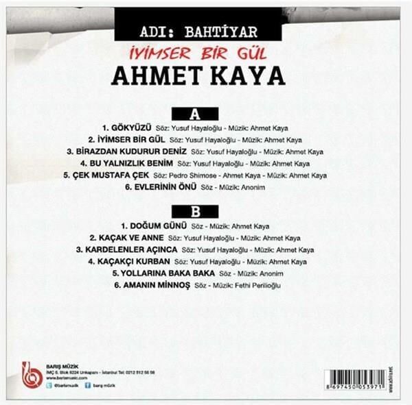 Ahmet Kaya Adı Bahtiyar İyimser Bir Gül - Plak