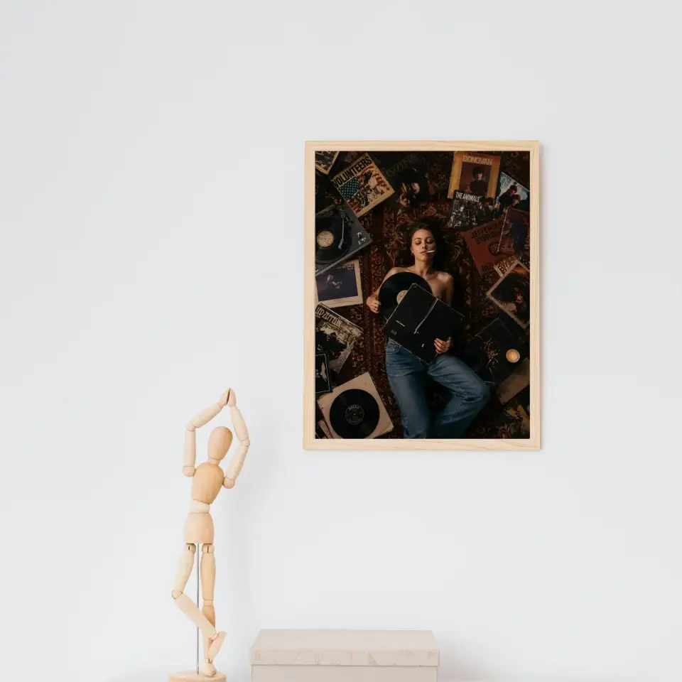 Plak Hikayeleri Kolleksiyonu Plakların Arasında Ahşap - 35 x 50