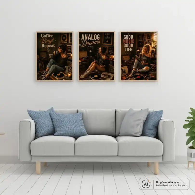 Plak Hikayeleri Kolleksiyonu Rock Ruhu Ahşap - 50 x 70
