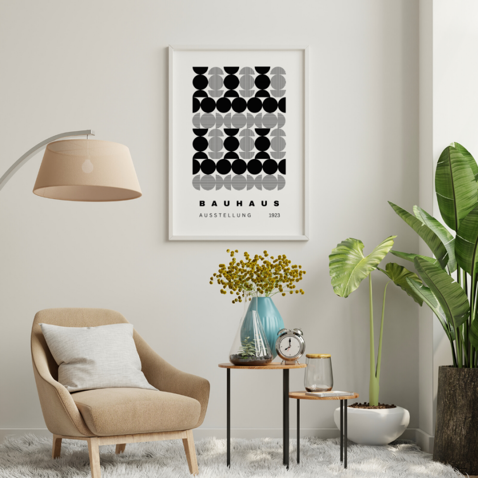 Siyah Beyaz Şekiller Duvar Tablosu Çerçeveli 2'li Set Beyaz - 30 x 42