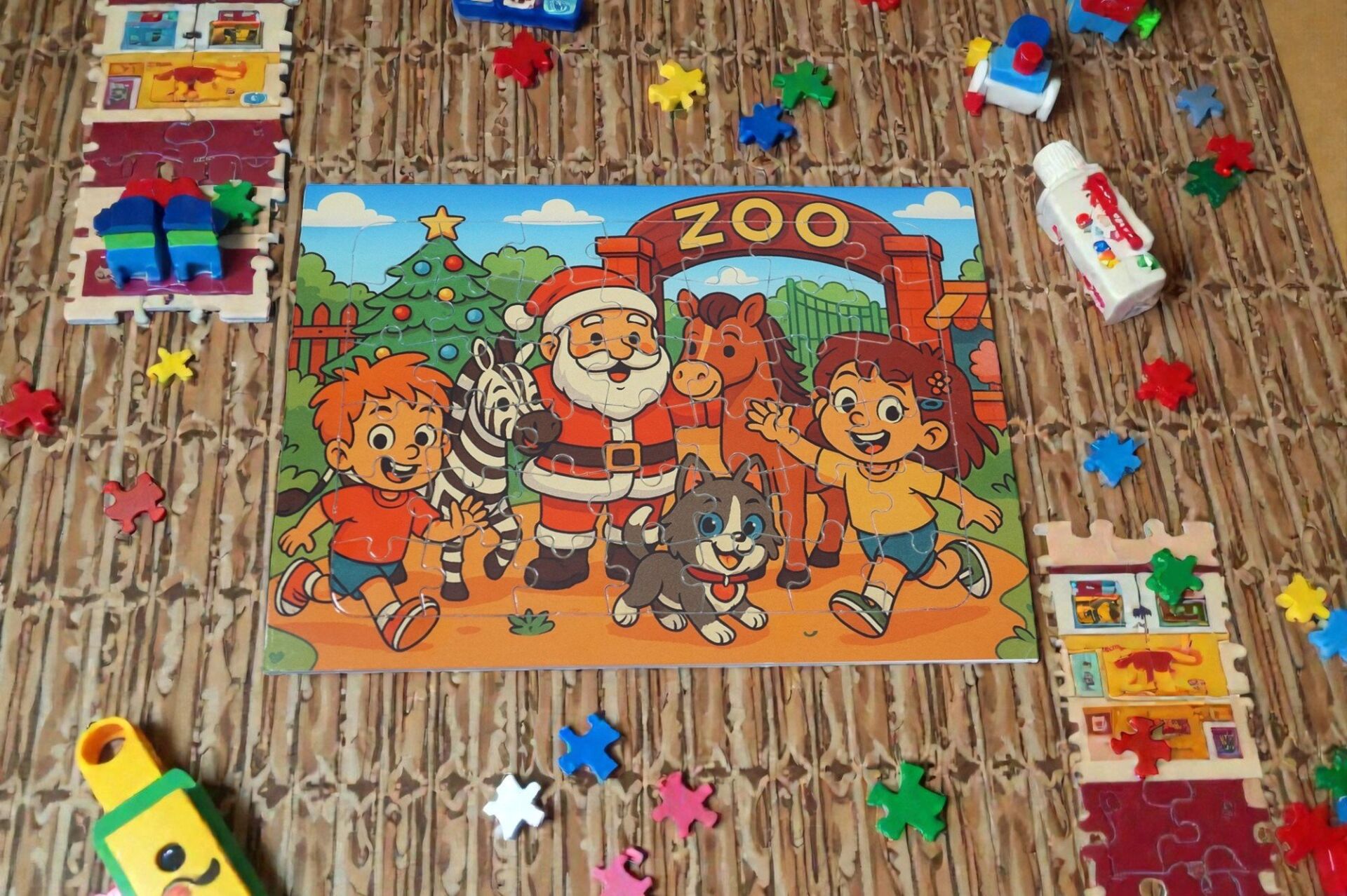 42 Parça A4 Puzzle Piroş Aliş ve Mırmır Hayvanat Bahçesinde Hayellerden Doğan Puzzle