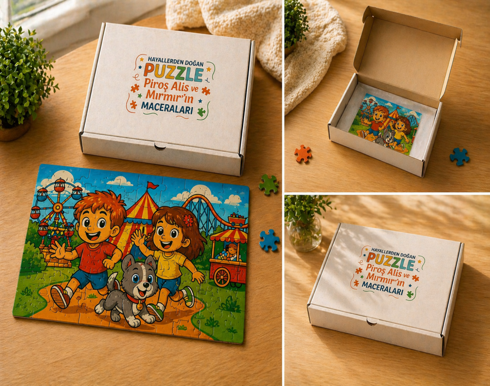 Kişiye Özel Hayal Puzzle – Piroş, Aliş ve Mırmır Hayvanat Bahçesinde | 42 Parça A4