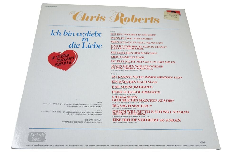 Chris Roberts Ich Bin Verliebt In Die Liebe - Plak