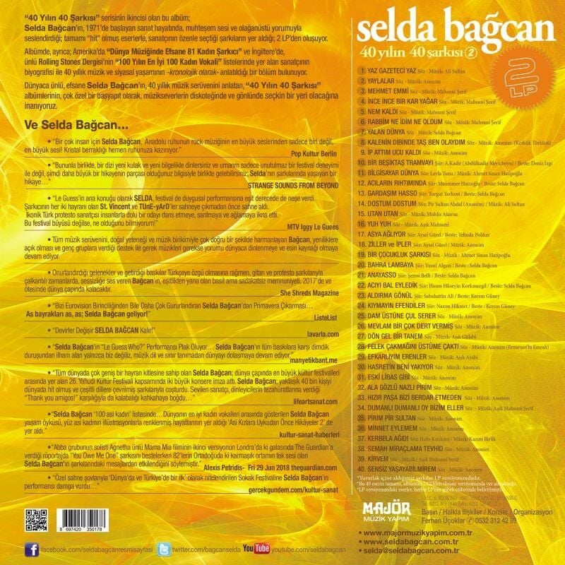 Selda Bağcan 40 Yılın Şarkıları 2 - (Renkli ) 2 Plak