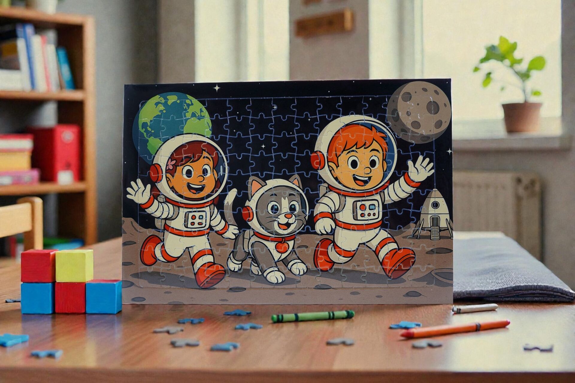 130 Parça A3 Puzzle Piroş Aliş ve Mırmır Uzay Yolculuğunda Hayellerden Doğan Puzzle