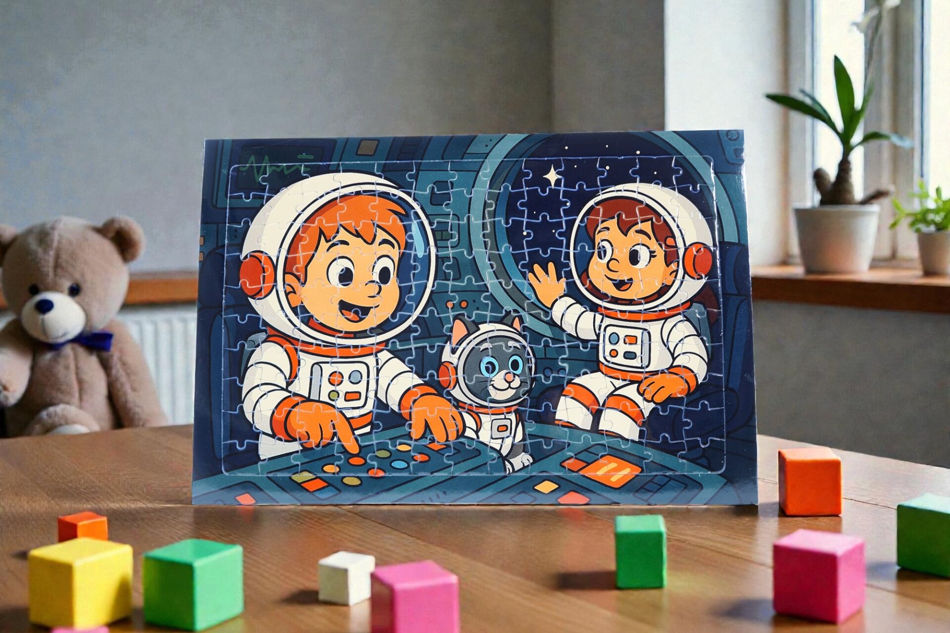 130 Parça A3 Puzzle Piroş Aliş ve Mırmır Uzay Yolculuğunda Hayellerden Doğan Puzzle