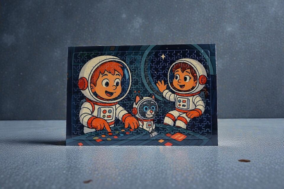 240 Parça A3 Puzzle Piroş Aliş ve Mırmır Uzay Yolculuğunda Hayellerden Doğan Puzzle