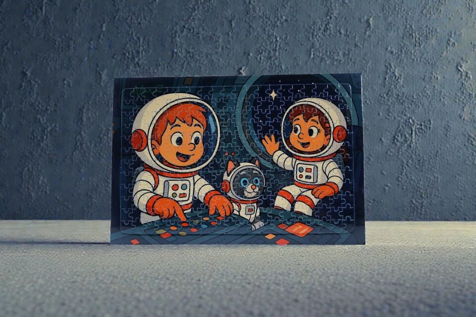 240 Parça A3 Puzzle Piroş Aliş ve Mırmır Uzay Yolculuğunda Hayellerden Doğan Puzzle