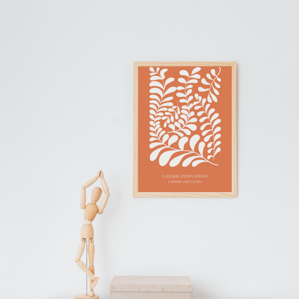Turuncunun Büyüsü Matisse  Duvar Tablosu Çerçeveli 3'lü Set Ahşap - 30 x 42