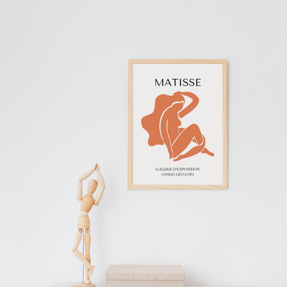 Turuncunun Büyüsü Matisse  Duvar Tablosu Çerçeveli 3'lü Set Ahşap - 30 x 42