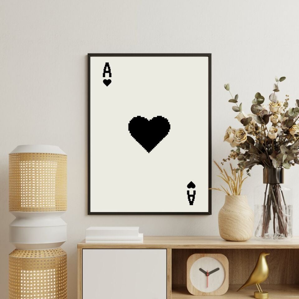 Siyah Kartlar Duvar Tablosu Çerçeveli 3'lü Set