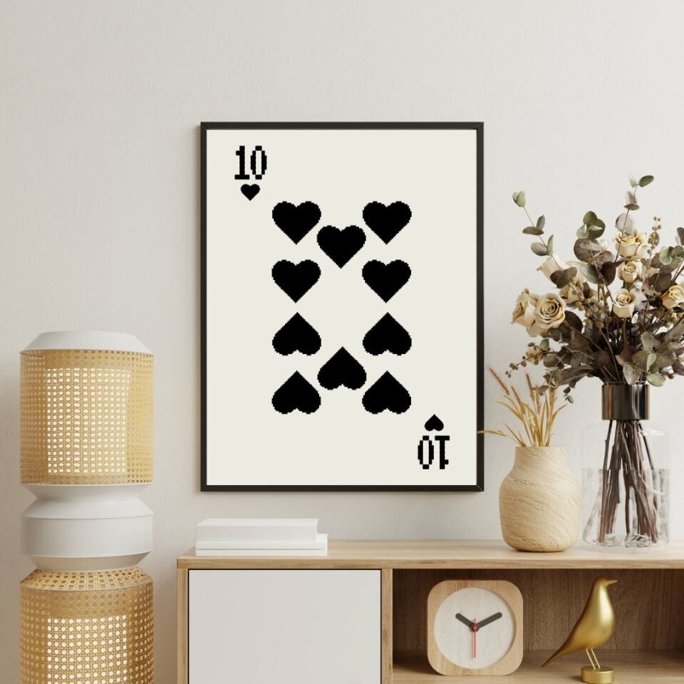 Siyah Kartlar Duvar Tablosu Çerçeveli 3'lü Set