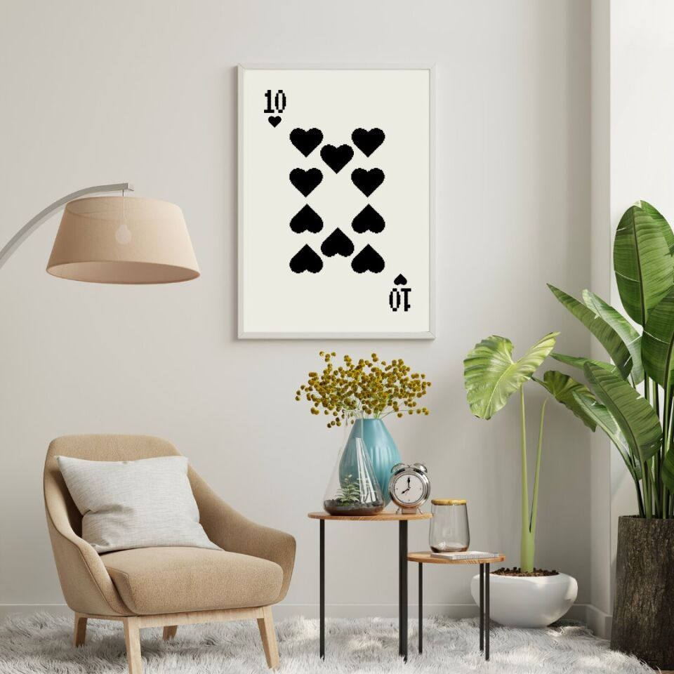 Siyah Kartlar Duvar Tablosu Çerçeveli 3'lü Set Beyaz - 50 x 70